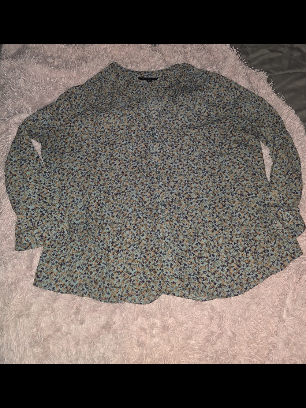 Zac & Rachel Blue and Brown Floral Button-Up Blouse